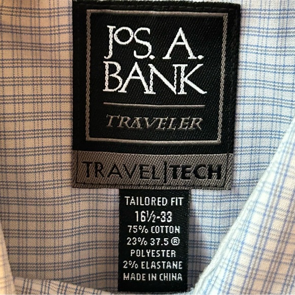 Jos. A. Bank White Blue Plaid Dress Shirt 16.5/33 - Picture 2 of 8